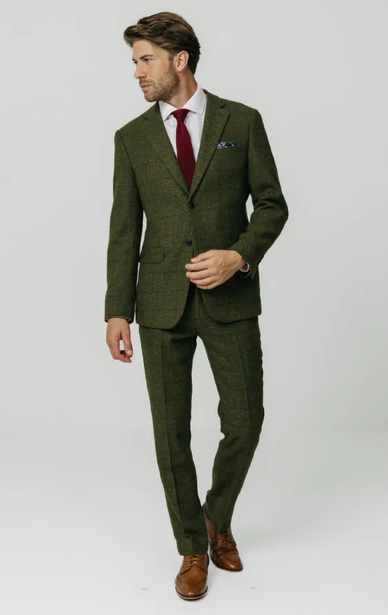 Green Windowpane Check Tweed Jacket | Dobell