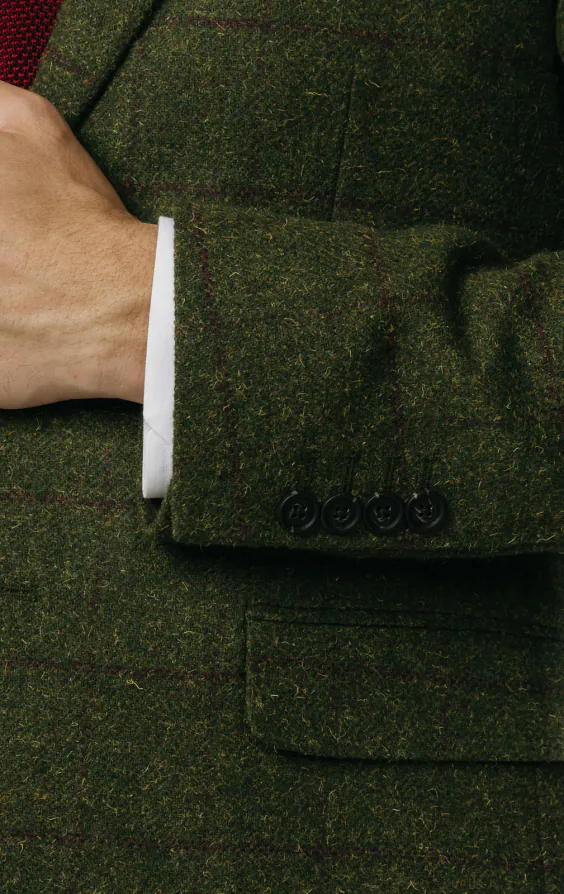 Green Windowpane Check Tweed Jacket | Dobell