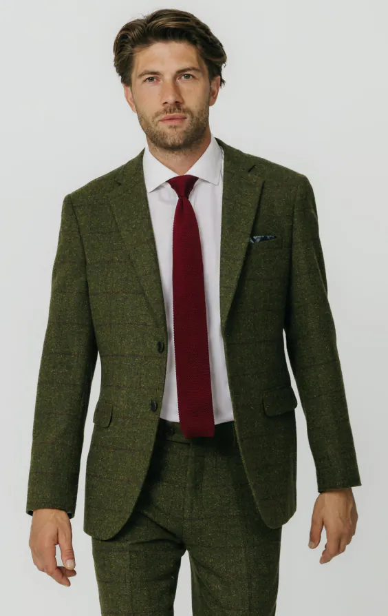 Green Windowpane Check Tweed Jacket | Dobell