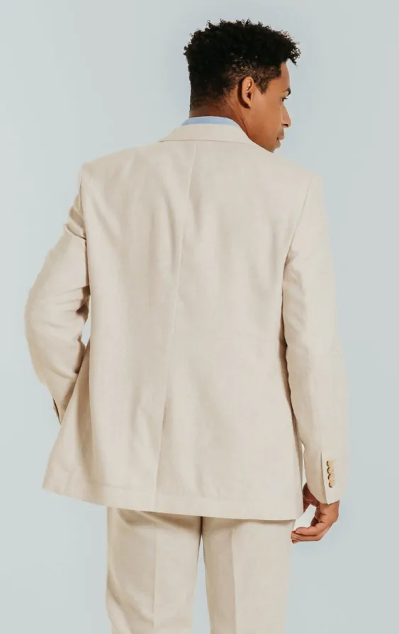 Cream Linen Slim Fit Suit