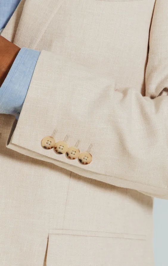 Cream Linen Slim Fit Suit Jacket - photo 1