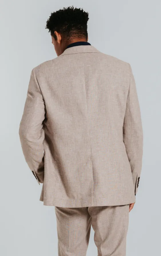 Sand Linen Slim Fit Suit Jacket - photo 1