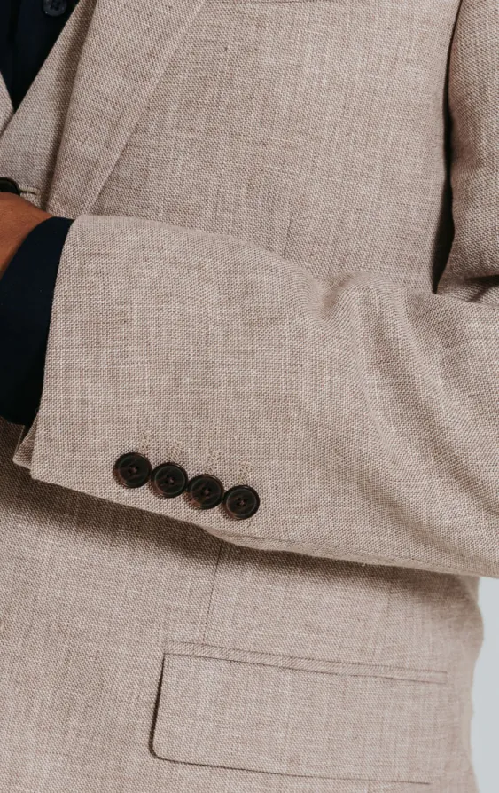 Sand Linen Slim Fit Suit Jacket - photo 2