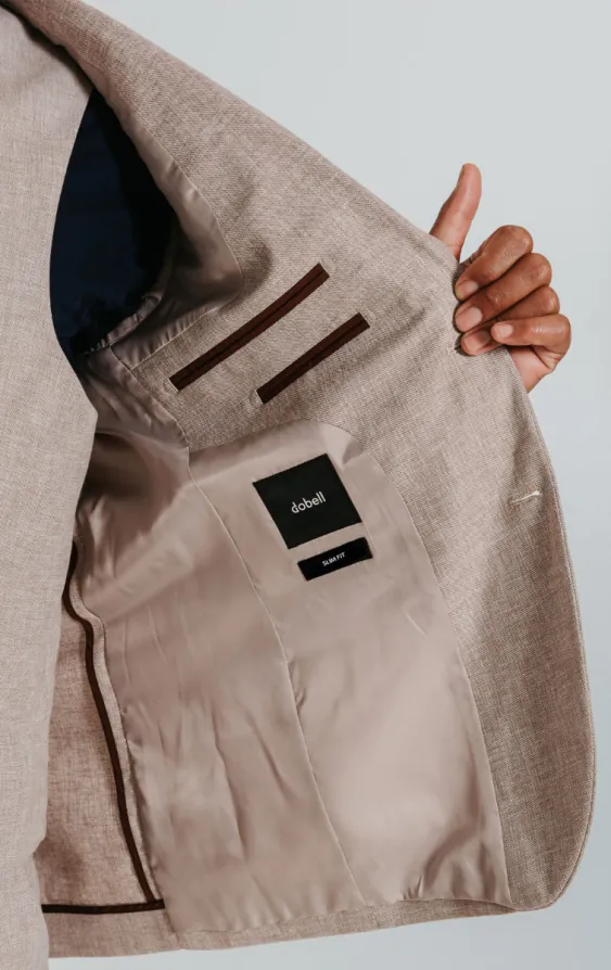 Sand Linen Slim Fit Suit Jacket - photo 4