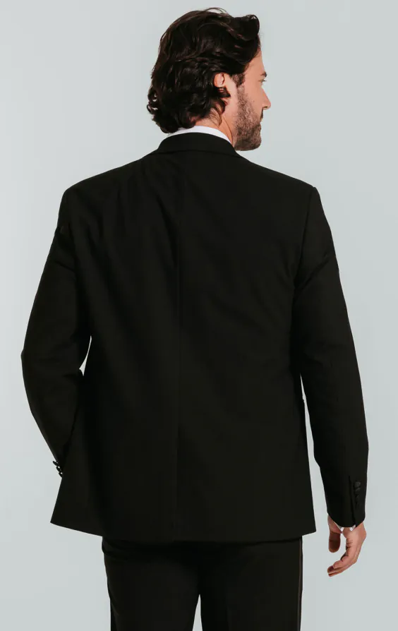 Black 3 Piece Tuxedo with Peak Lapel - photo 2
