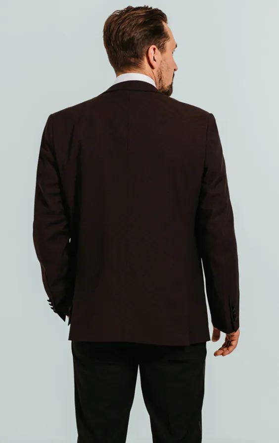Burgundy Tuxedo with Peak Lapel & Black Pants - photo 2