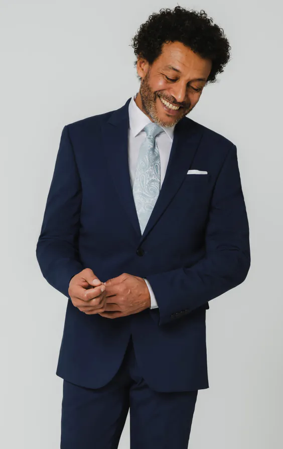 Blue Suit Jacket with Peak Lapel