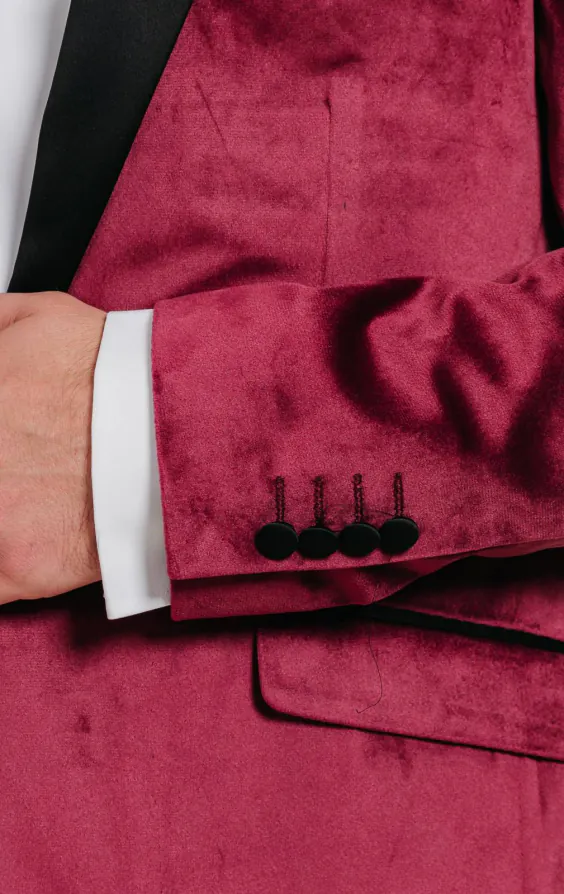 Burgundy Velvet Tuxedo with Black Pants - photo 3