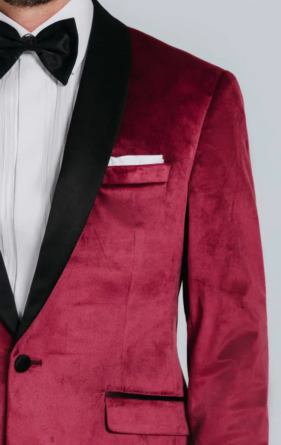 Burgundy Velvet Tuxedo with Black Pants - photo 4