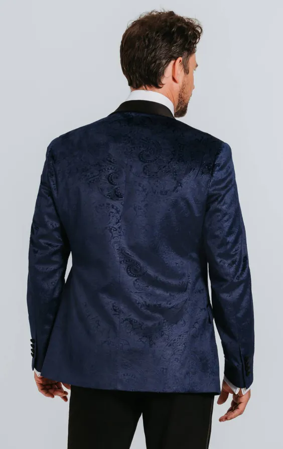Navy Paisley Velvet Tuxedo with Black Pants - photo 2 Navy Paisley Velvet Tuxedo with Black Pants - photo 2
