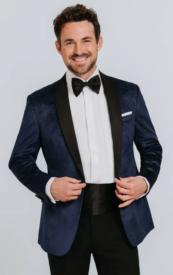 Navy Paisley Velvet Tuxedo Jacket Navy Paisley Velvet Tuxedo Jacket