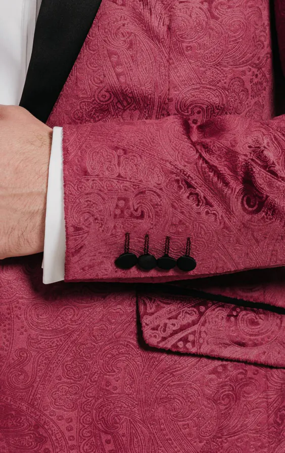 Burgundy Paisley Velvet Tuxedo Jacket - photo 2