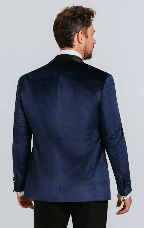 Navy Velvet Slim Fit Tuxedo with Black Trousers - photo 2 Navy Velvet Slim Fit Tuxedo with Black Trousers - photo 2