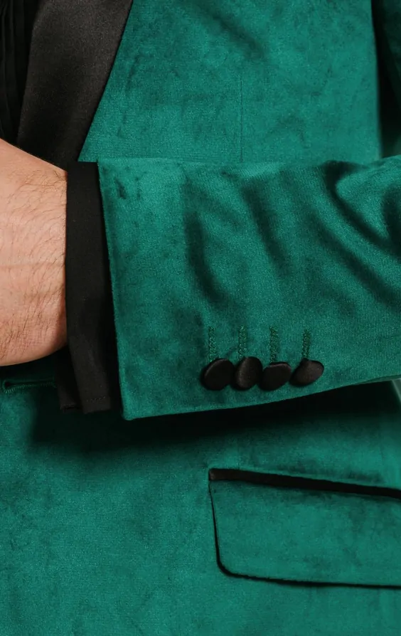 Dark Green Slim Fit Velvet Jacket Dark Green Slim Fit Velvet Jacket
