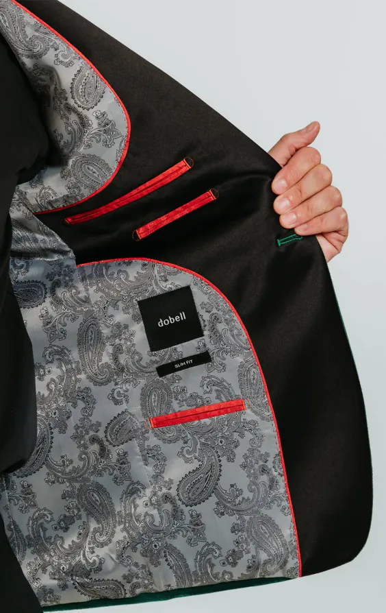 Dark Green Slim Fit Velvet Tuxedo with Black Pants - photo 5
