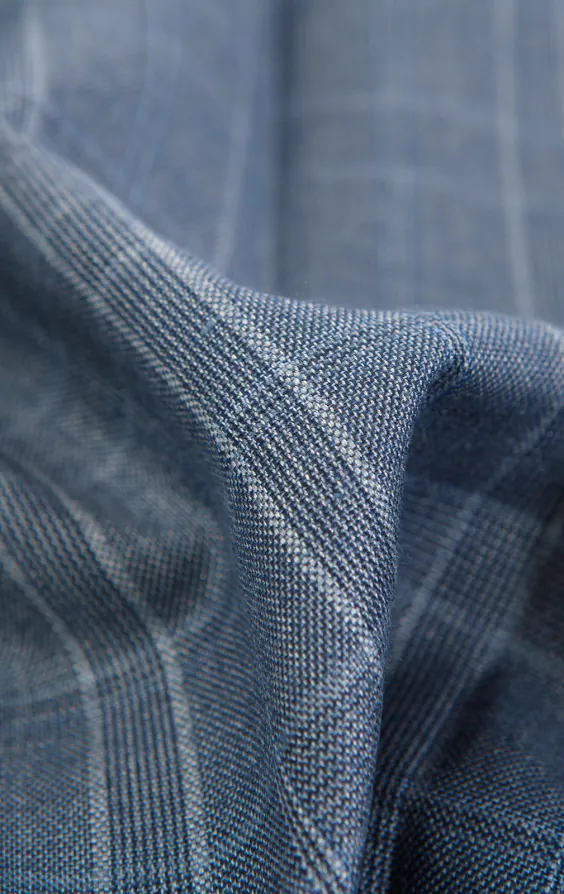 Light Blue Check Suit Jacket with Peak Lapel - photo 6