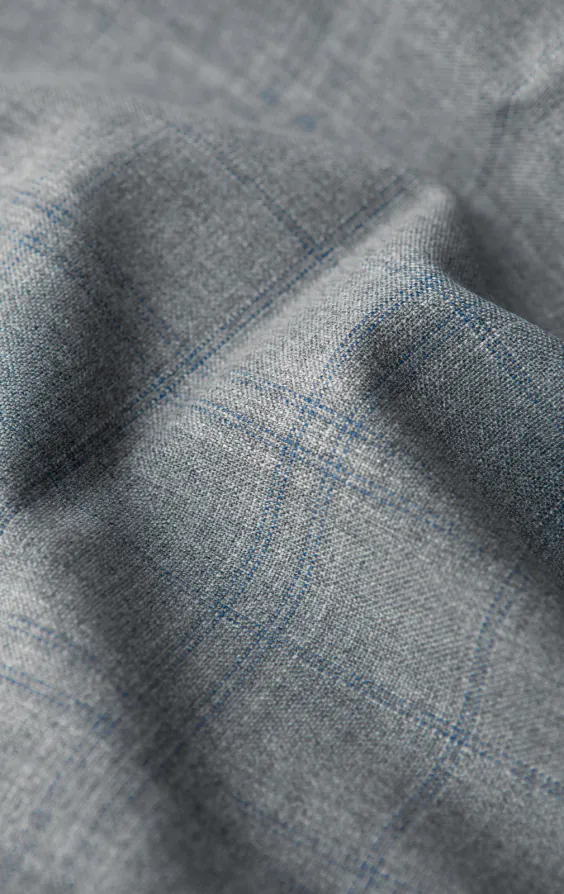 Light Gray & Blue Check Suit Pants - photo 3