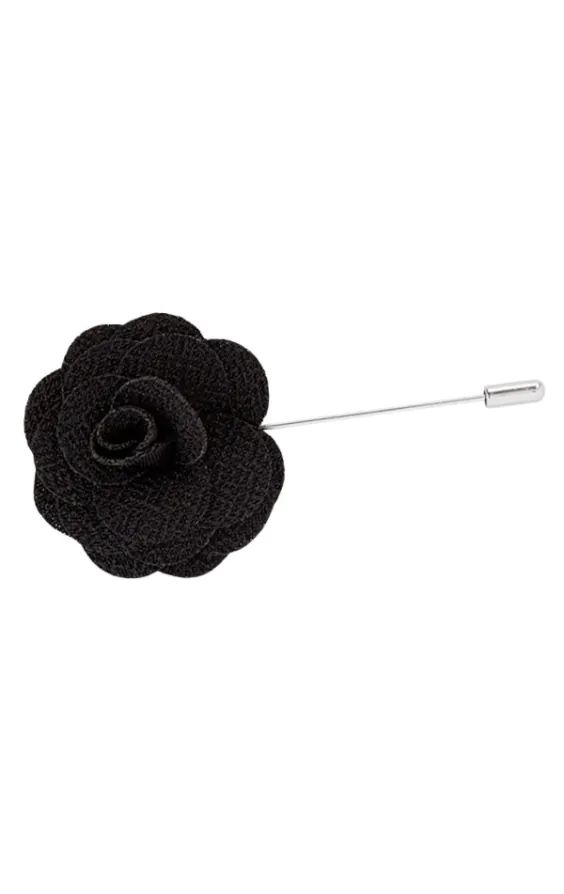 Black Flower Lapel Pin | Dobell