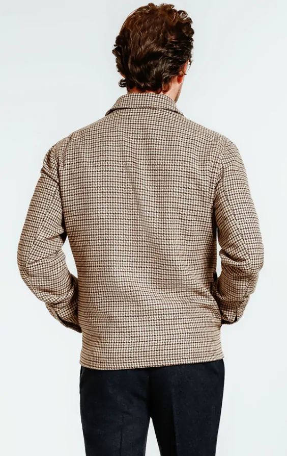 Brown & Green Dogtooth Tweed Blouson Jacket | Dobell
