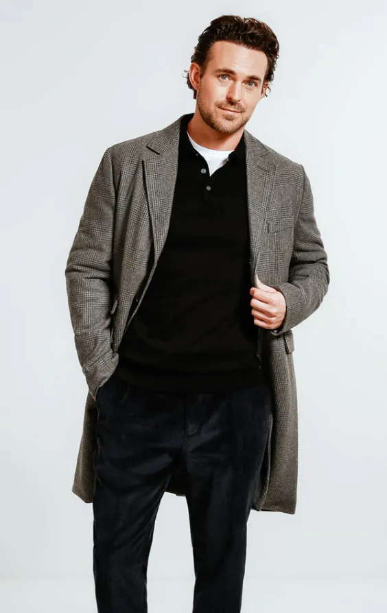 Gray Prince of Wales Check Tweed Overcoat | Dobell