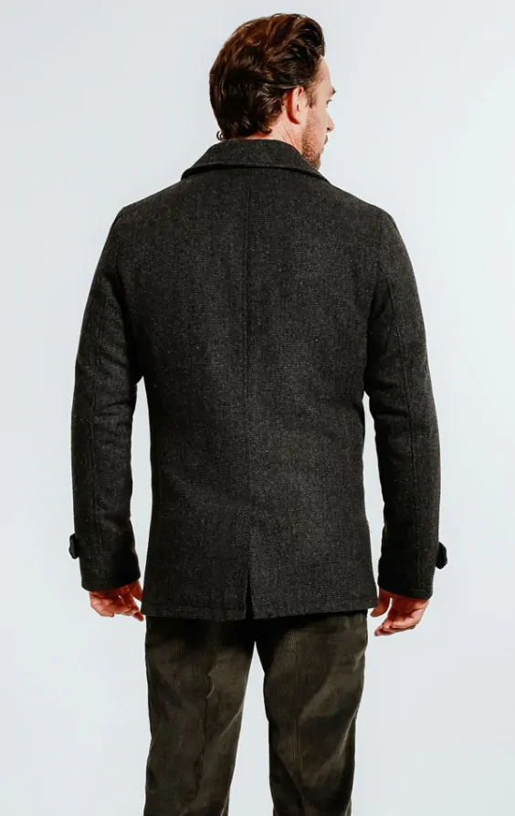 Dobell Charcoal Grey Reefer Overcoat | Dobell