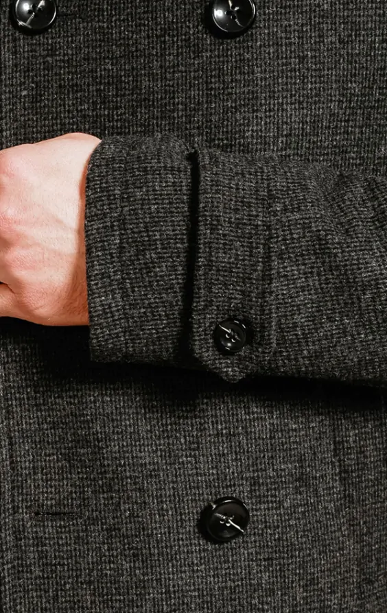 Dobell Charcoal Grey Reefer Overcoat | Dobell
