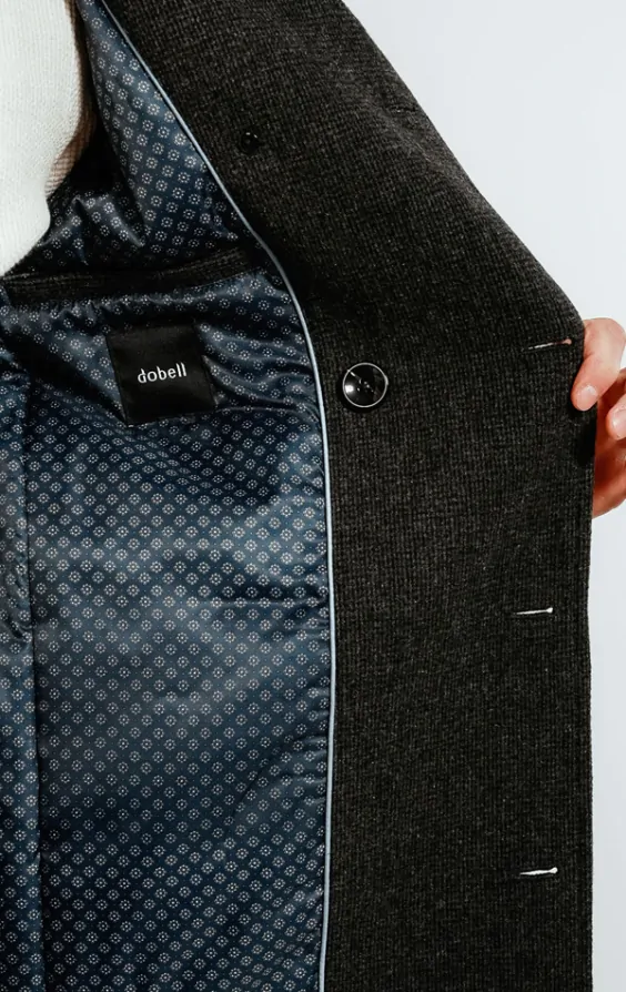 Charcoal Grey Reefer Overcoat | Dobell