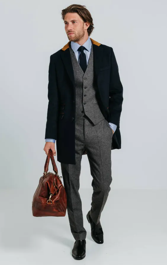 Navy Overcoat with Tan Trims - photo 1