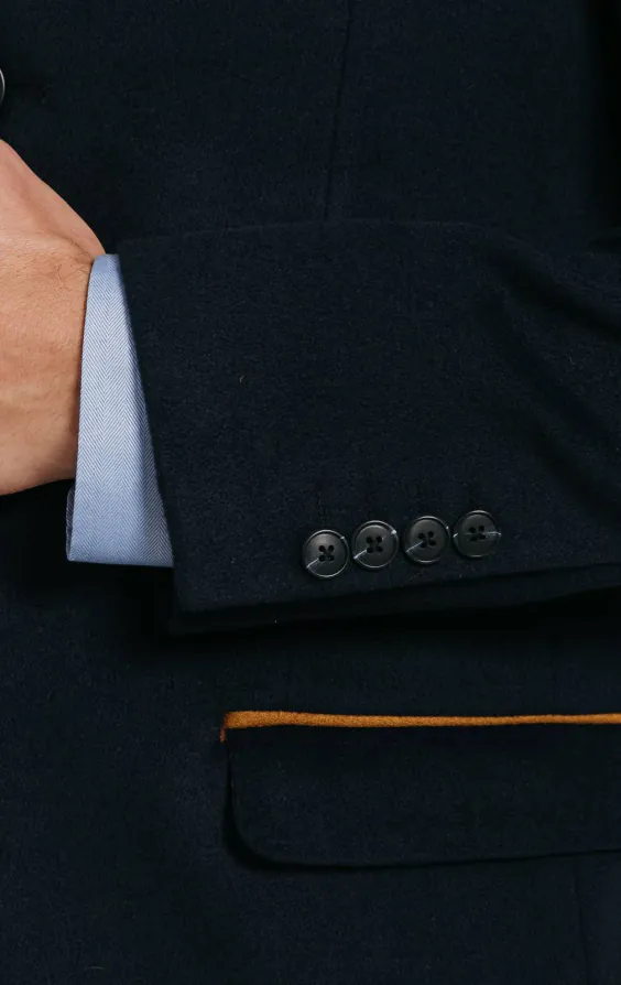 Navy Overcoat with Tan Trims - photo 4