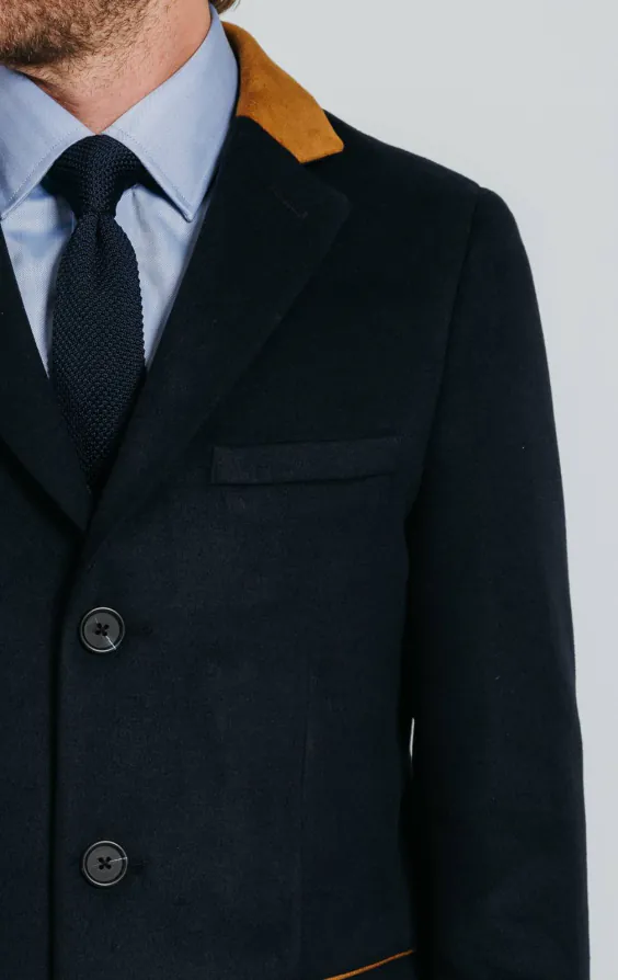 Navy Overcoat with Tan Trims - photo 5