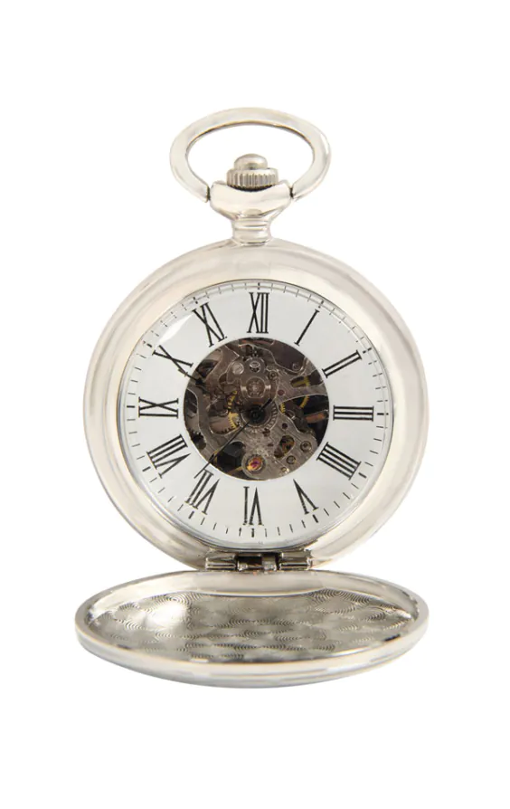 Silver Colored Skeleton Pocket Watch Silver Colored Skeleton Pocket Watch