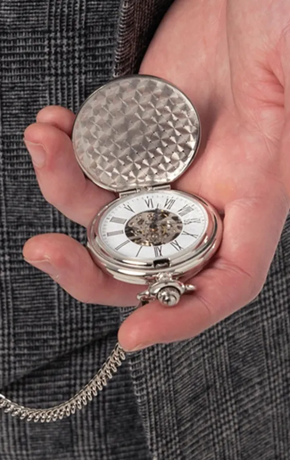 Silver Colored Skeleton Pocket Watch - photo 1 Silver Colored Skeleton Pocket Watch - photo 1