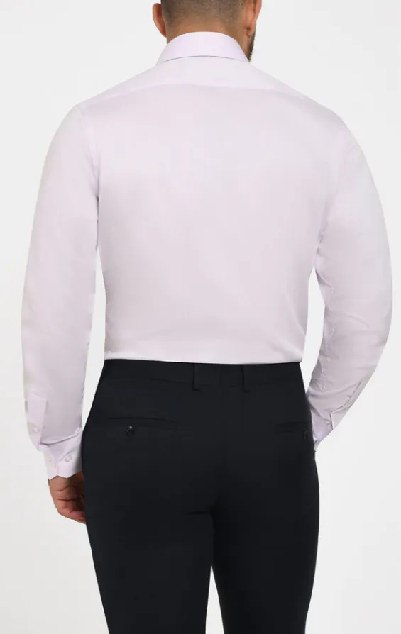 Lilac Herringbone 100% Cotton Easy Care Shirt - photo 2