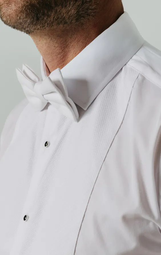 Standard Collar Pique Front Slim Fit White Tuxedo Shirt - photo 2 Standard Collar Pique Front Slim Fit White Tuxedo Shirt - photo 2