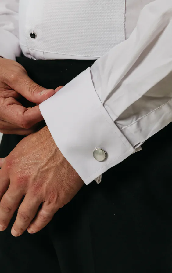 Laydown Collar, Pique Front Tuxedo Shirt by Dobell Dobell