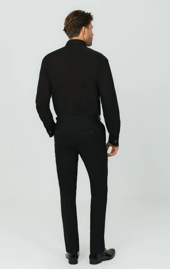 Laydown Collar, Plain Front Black Tuxedo Shirt by Dobell - photo 4 Laydown Collar, Plain Front Black Tuxedo Shirt by Dobell - photo 4