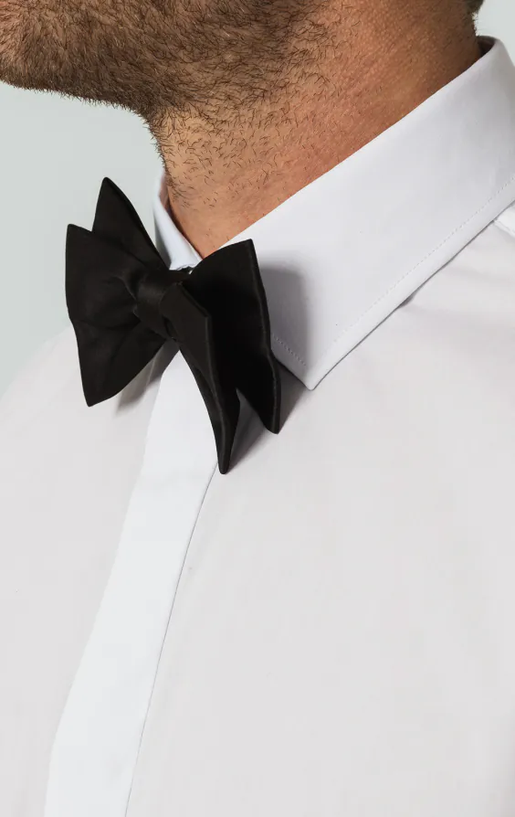 100% Cotton, Laydown Collar, Plain Front, Slim Fit Tuxedo Shirt by Dobell - photo 2 100% Cotton, Laydown Collar, Plain Front, Slim Fit Tuxedo Shirt by Dobell - photo 2