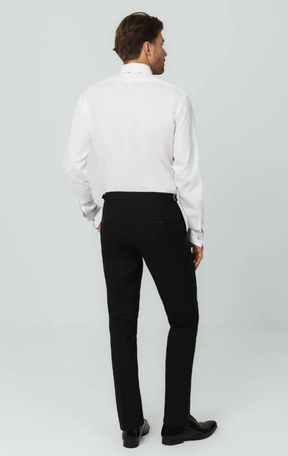100% Cotton, Laydown Collar, Plain Front, Slim Fit Tuxedo Shirt by Dobell 100% Cotton, Laydown Collar, Plain Front, Slim Fit Tuxedo Shirt by Dobell