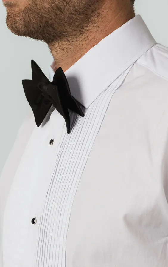 100% Cotton Pleated Fold Down Collar Dress Shirt - 15.5" | UK