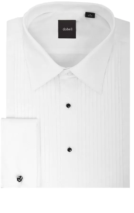 100% Cotton Laydown Collar Stud Button Pleated Front Tuxedo Shirt 100% Cotton Laydown Collar Stud Button Pleated Front Tuxedo Shirt