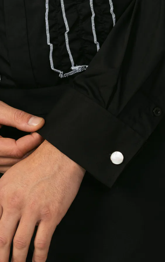 Dobell Black Tuxedo Shirt with White Tipped Ruffle Front - photo 3 Dobell Black Tuxedo Shirt with White Tipped Ruffle Front - photo 3