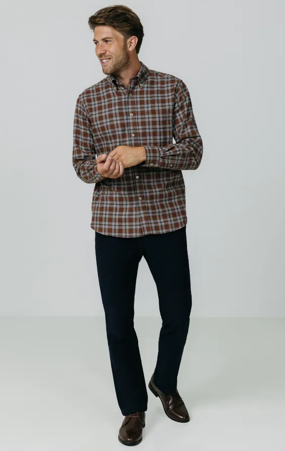 Rust and Gray Check Brushed Cotton Shirt - photo 2 Rust and Gray Check Brushed Cotton Shirt - photo 2