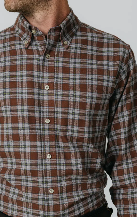 Rust and Gray Check Brushed Cotton Shirt - photo 3 Rust and Gray Check Brushed Cotton Shirt - photo 3