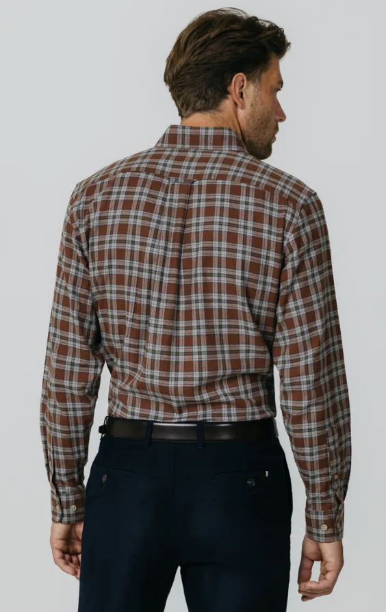 Rust and Gray Check Brushed Cotton Shirt - photo 4 Rust and Gray Check Brushed Cotton Shirt - photo 4