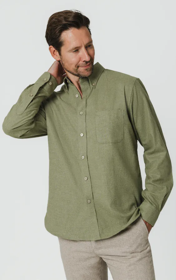Sage Green Brushed Cotton Shirt Sage Green Brushed Cotton Shirt