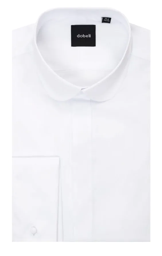 mens penny collar dress shirt Dobell White Penny Collar Tuxedo Shirt
