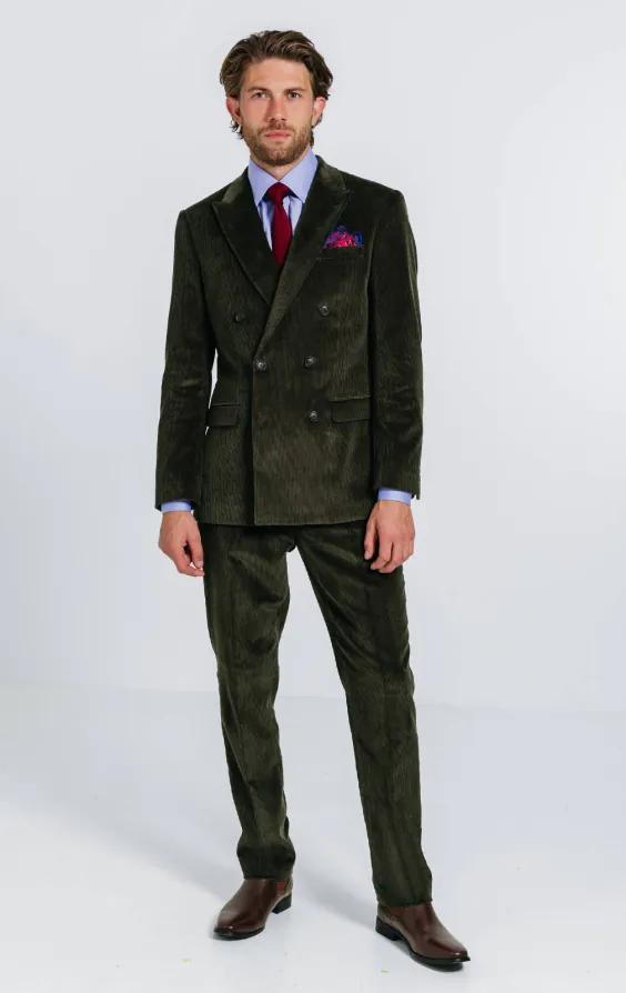 Double Breasted Green Corduroy Suit - photo 1