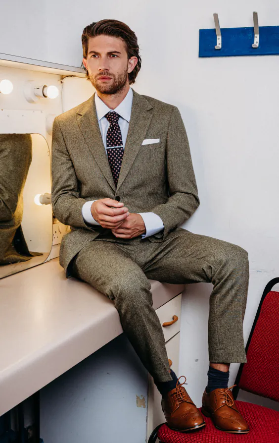 Sage Green Herringbone Tweed Suit Sage Green Herringbone Tweed Suit