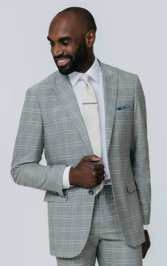Gray with Tan Check Suit with Peak Lapel Gray with Tan Check Suit with Peak Lapel