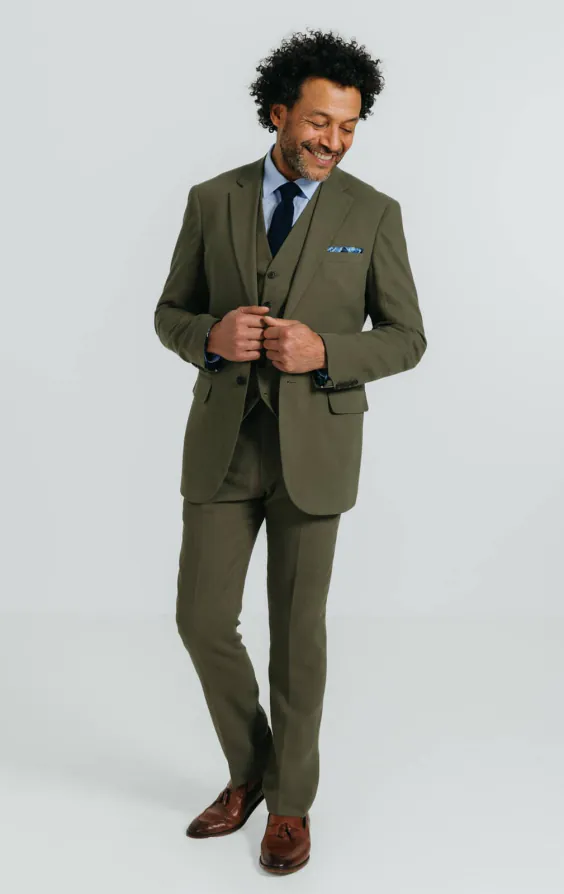 Green Linen Twill 3 Piece Suit - photo 2 Green Linen Twill 3 Piece Suit - photo 2